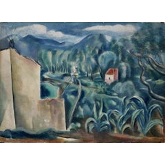 Cuadro original de 1923 "Campagne Provençale" de Hermine David
