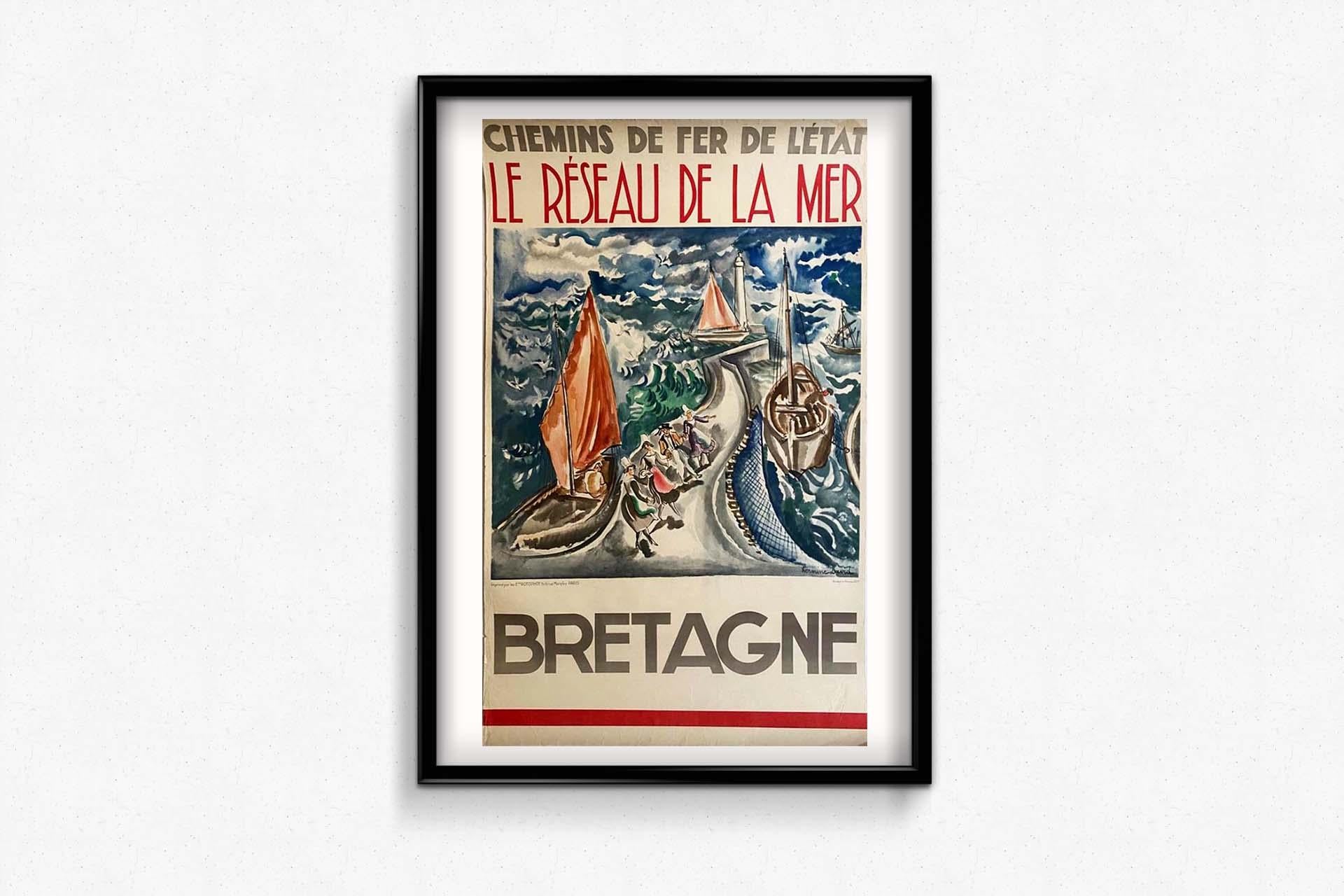 1937 original Chemins de Fer de l'État poster by Hermine David - Bretagne For Sale 3