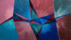 Huge French Contemporary Abstract Expressionist Painting in Bold Blues & Pinks