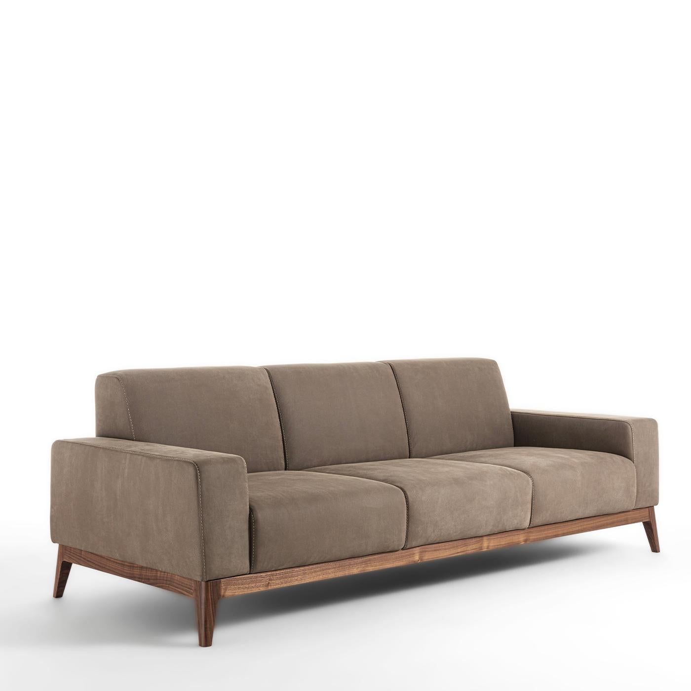 Leather Hermitage 3 Seater Taupe Sofa For Sale