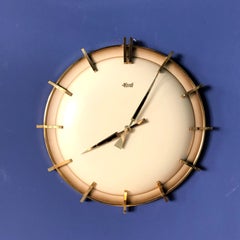 Hermle Electra Midcentury Brass Wall Clock, Germany, 1960s