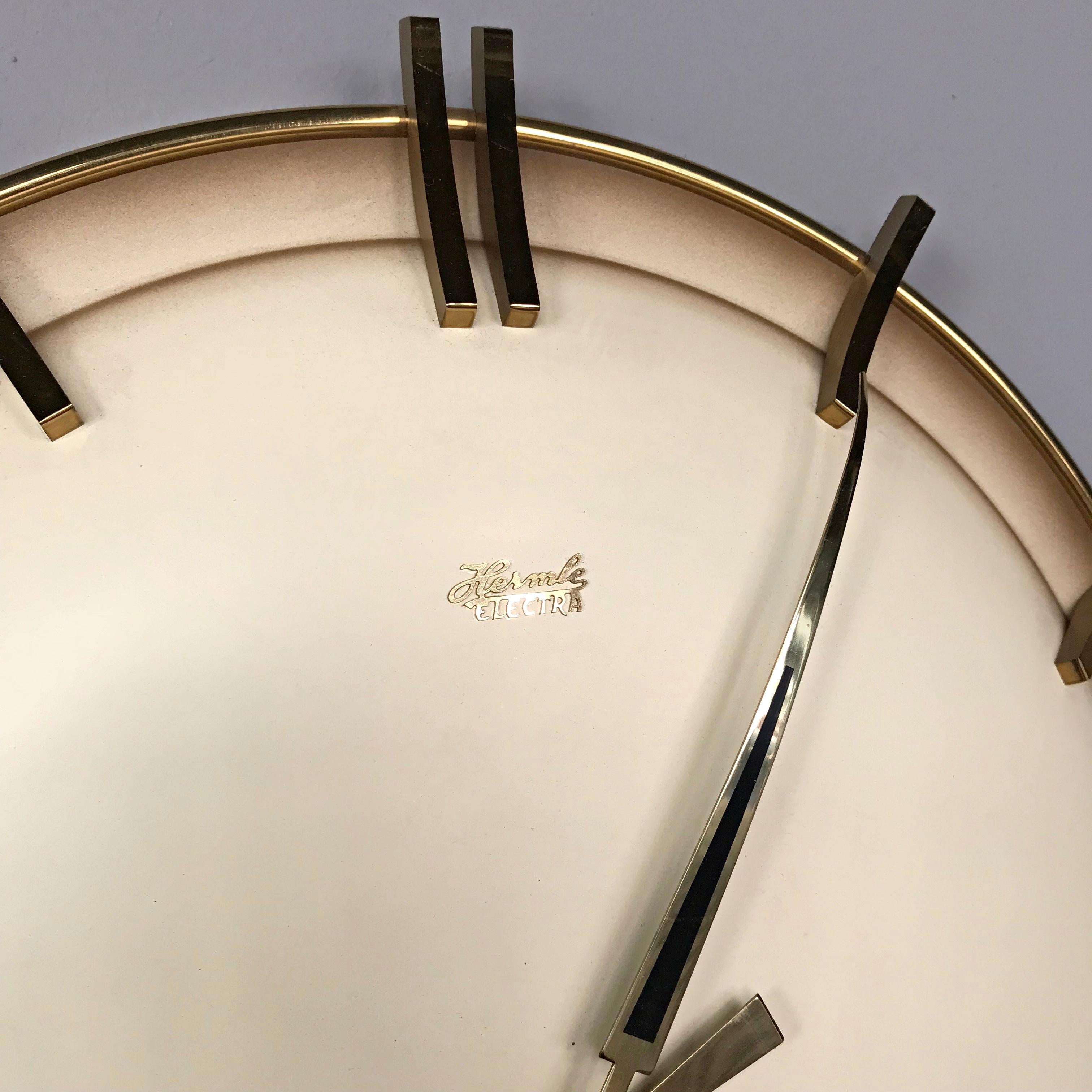 Metalwork Hermle Electra Midcentury Brass Wall Clock, Germany, 1960s