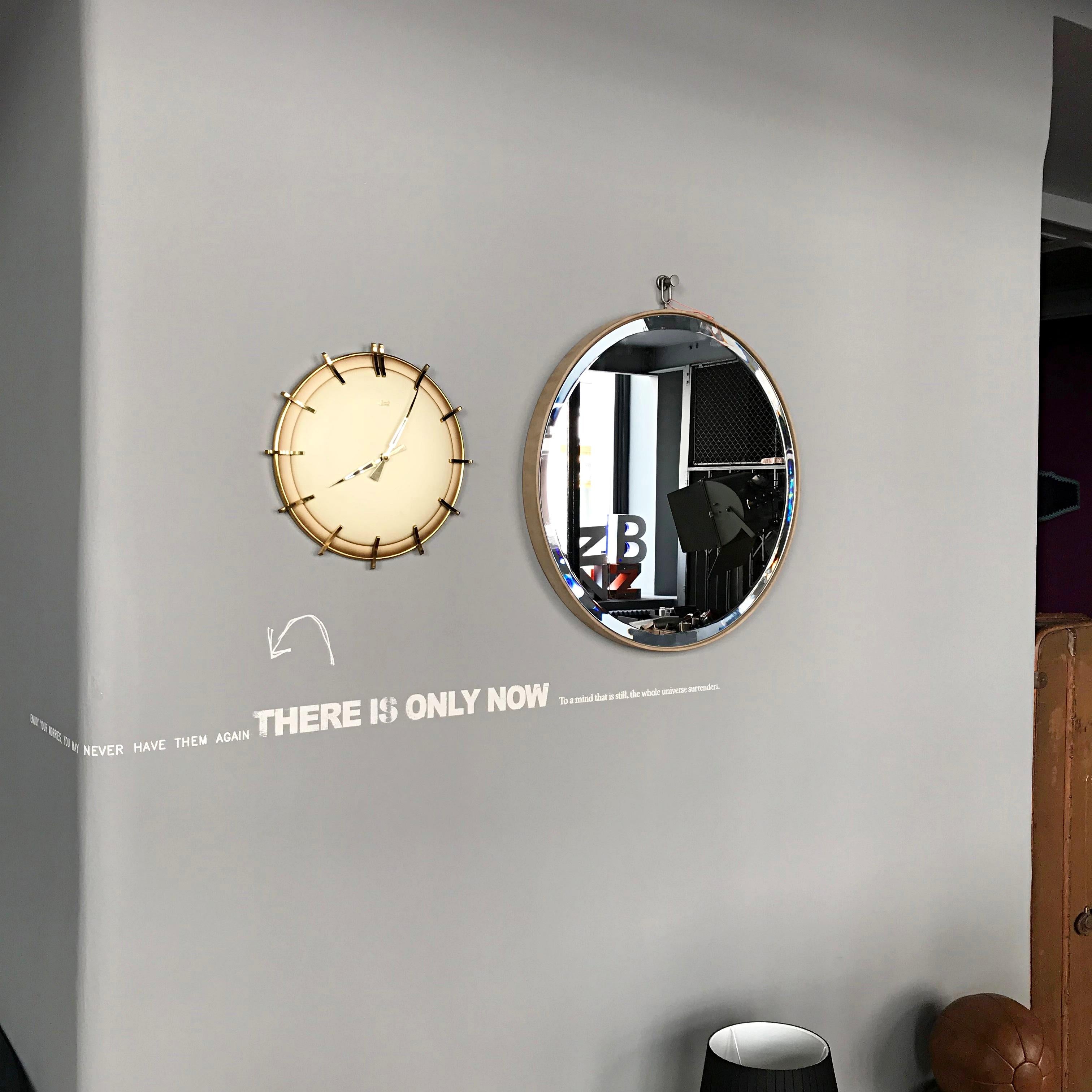 20th Century Hermle Electra Midcentury Brass Wall Clock, Germany, 1960s