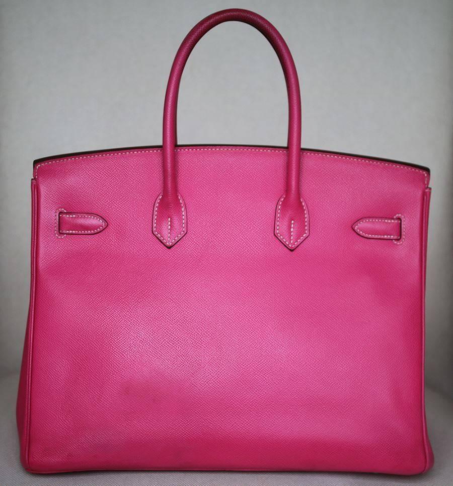 Hermès 35CM Candy Veau Epsom Rose Tyrien with Palladium H/W Birkin Bag In Good Condition In London, GB