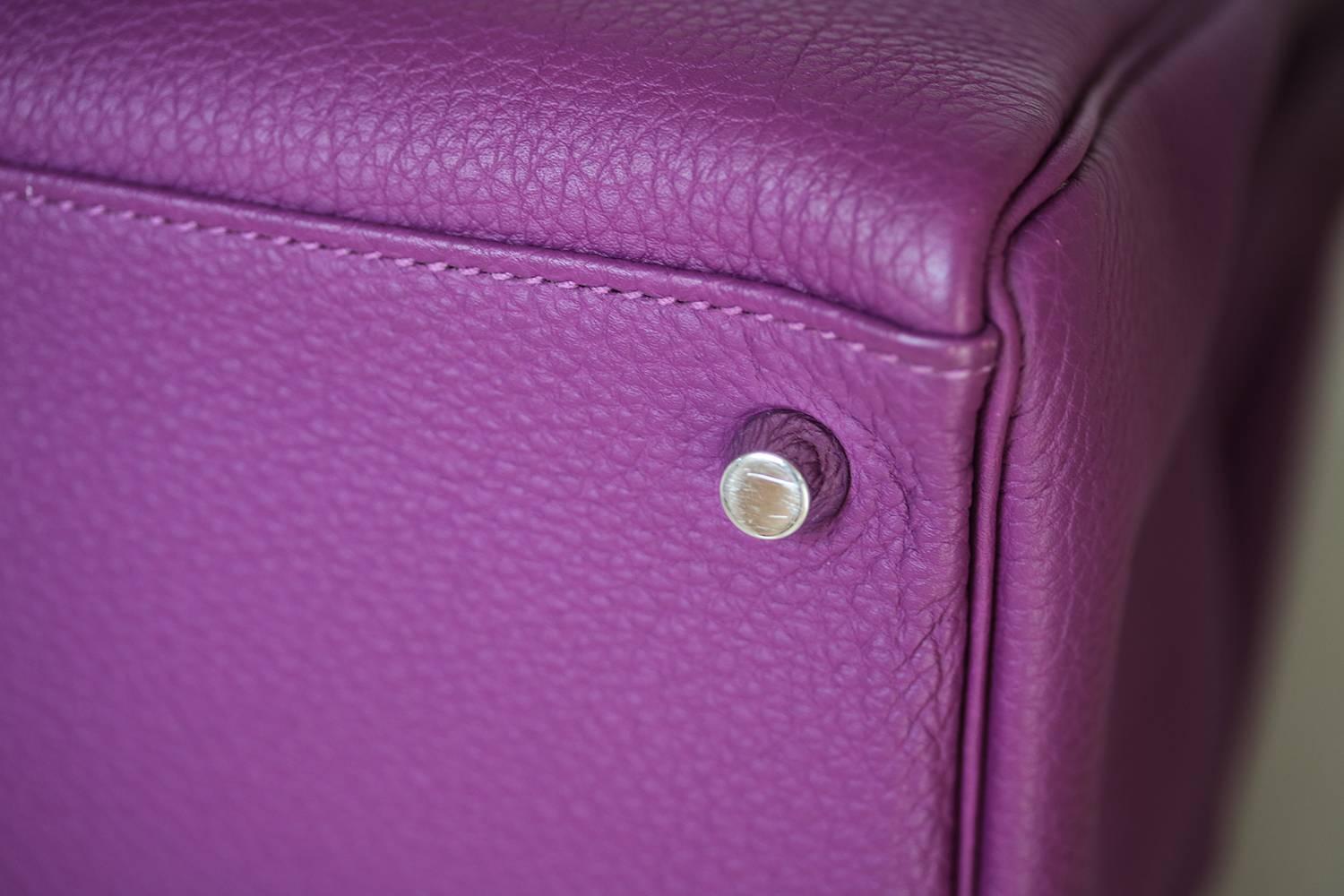 Hermès 35CM Violet Togo Leather Silver H/W Kelly Bag 2