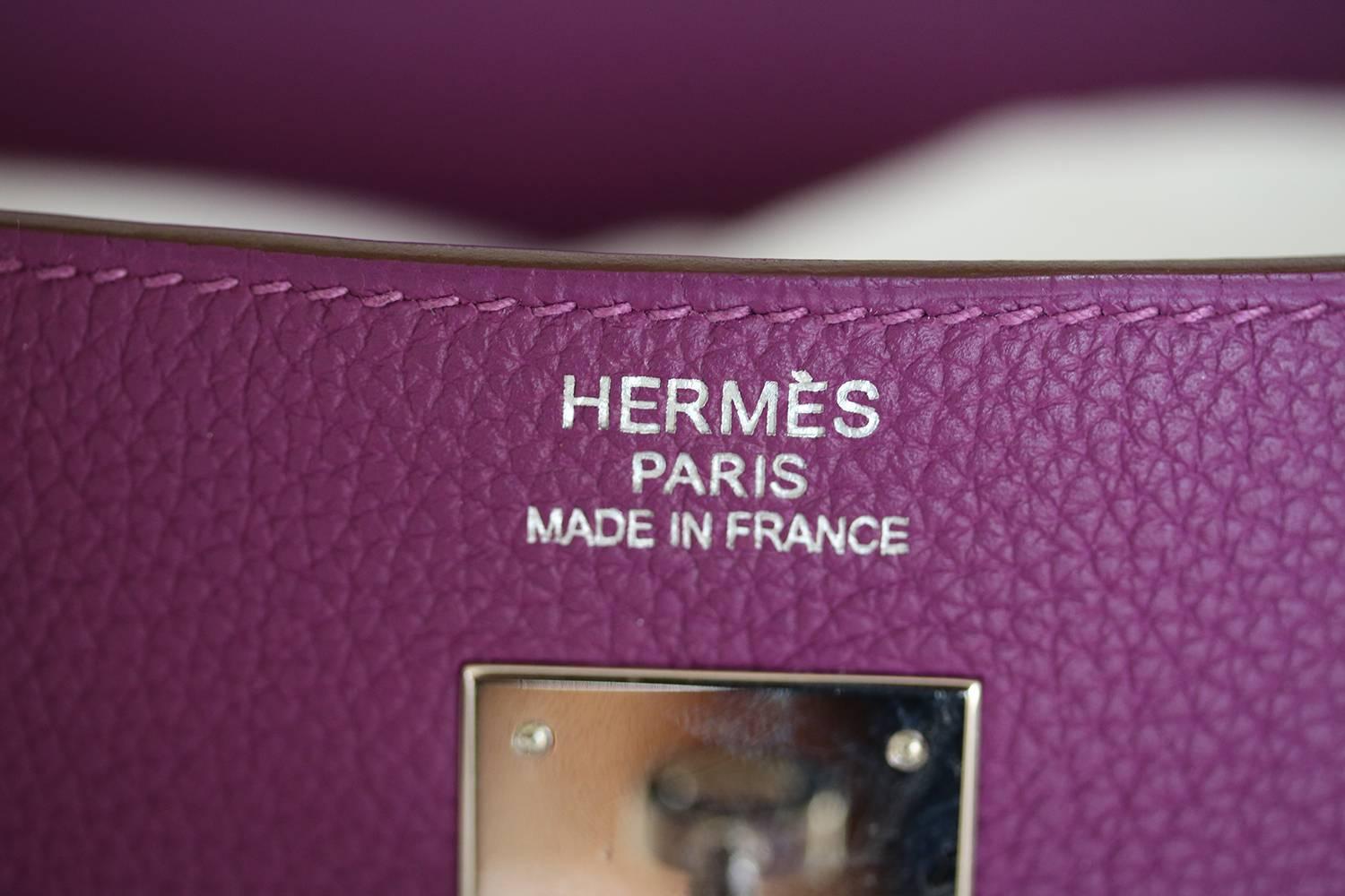 Hermès 35CM Violet Togo Leather Silver H/W Kelly Bag 3