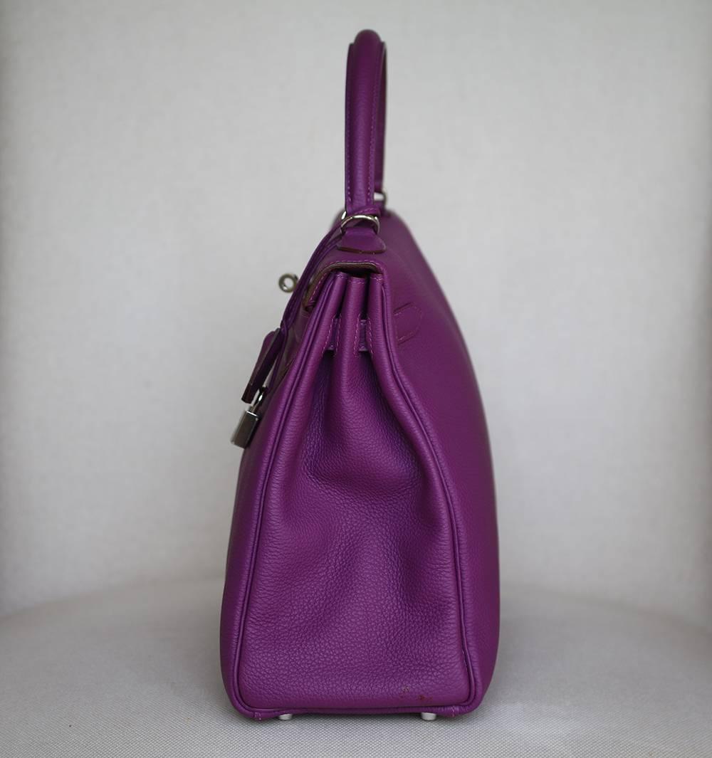 Purple Hermès 35CM Violet Togo Leather Silver H/W Kelly Bag