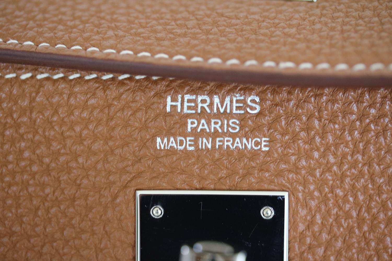 Hermès 40CM Tan Togo Leather Silver H/W Kelly Bag 2