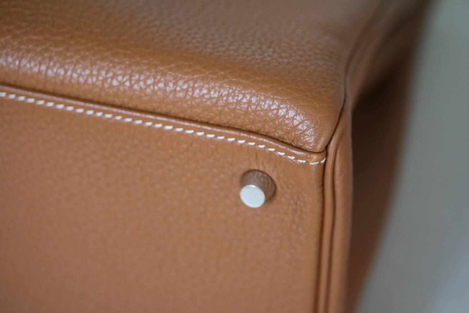 Hermès 40CM Tan Togo Leather Silver H/W Kelly Bag 1