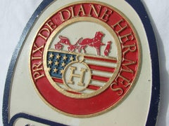 Hermès Stirrup Shaped Prix De Diane 1988 Aluminium Sign Plaque USA Collector