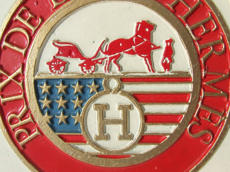 Hermès Stirrup Shaped Prix De Diane 1988 Aluminium Sign Plaque USA
