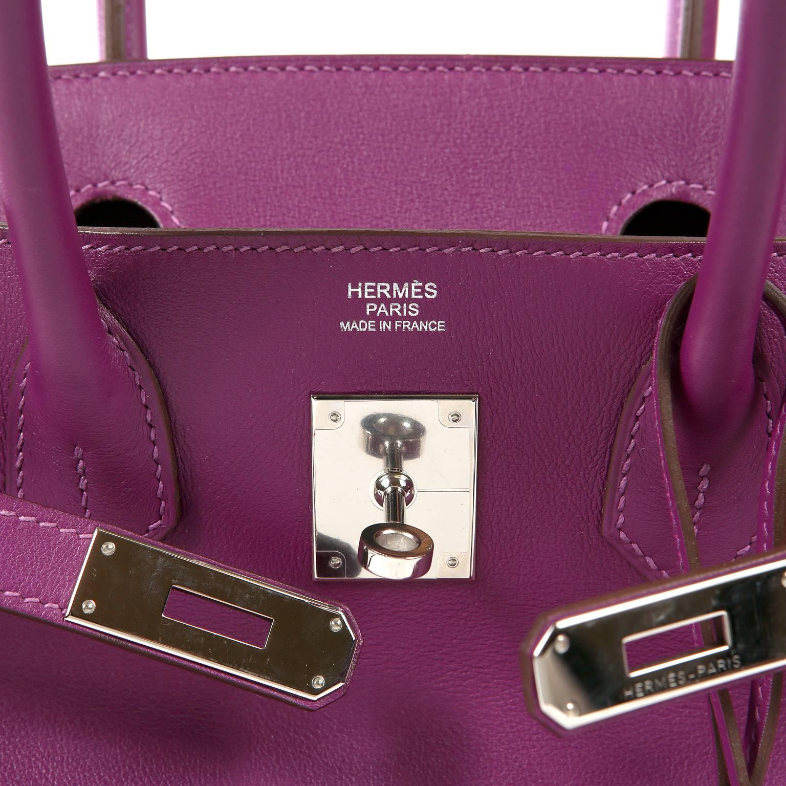 Pink Hermès Anemone Swift Leather 30 cm Birkin Bag with Palladium