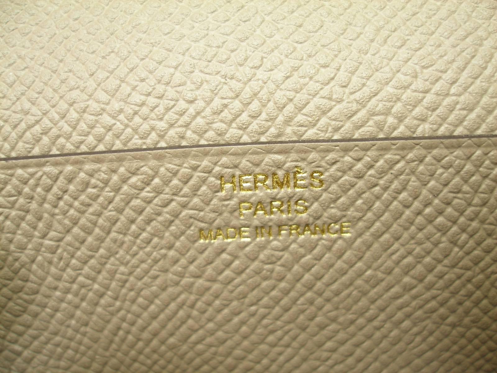 Hermès Béarn Soufflet Wallet Gris Asphalte Epsom Leather Gold H claps Like New  13
