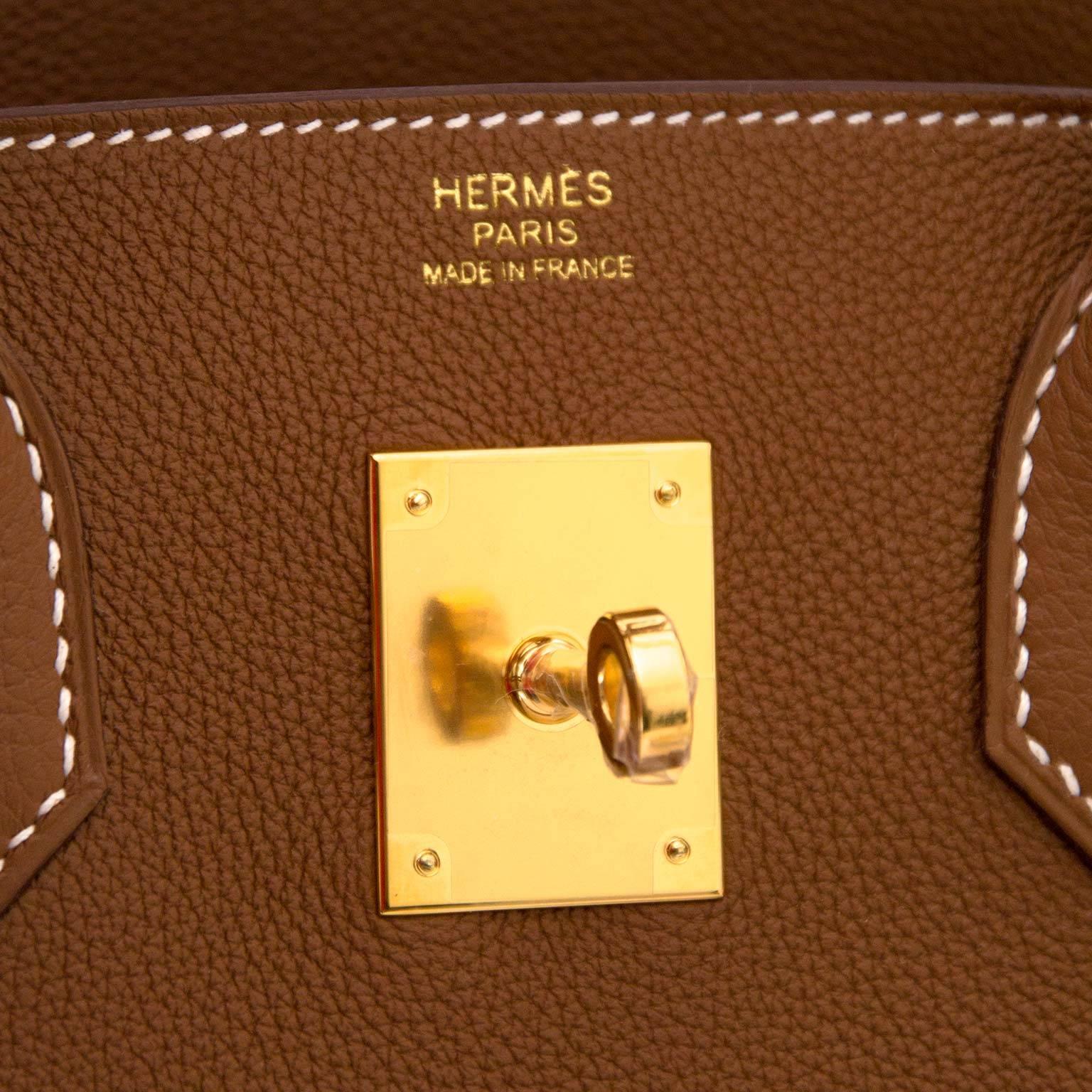 Brown Hermès 30 Togo Gold GHW Birkin Bag