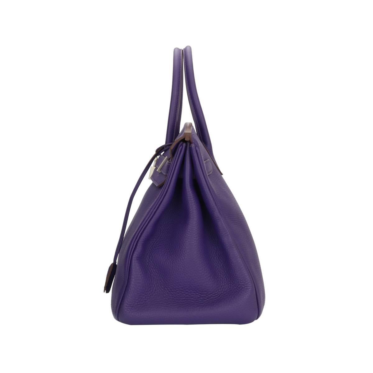 Purple Hermès Birkin 35cm 9k Iris Togo Leather with Brushed Palladium Hardware Stamp P