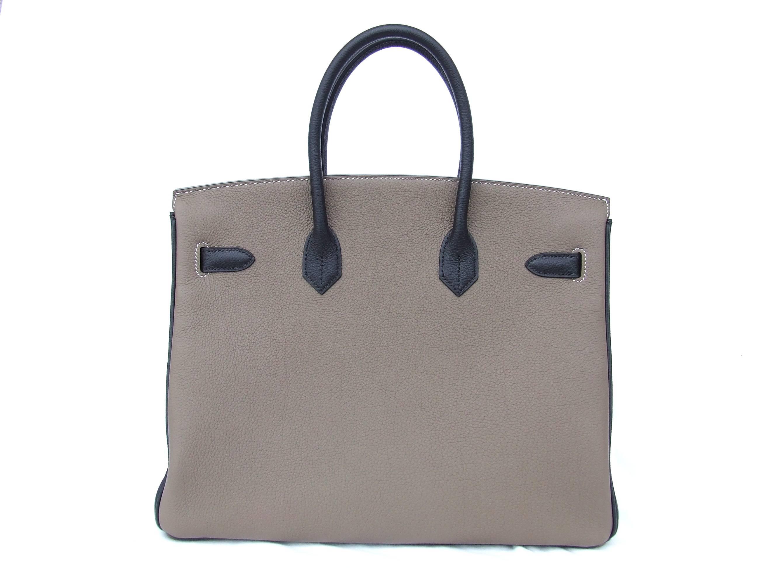 Hermès Horseshoe Etoupe Black Togo Leather PHW 35 cm, Birkin Handbag  3