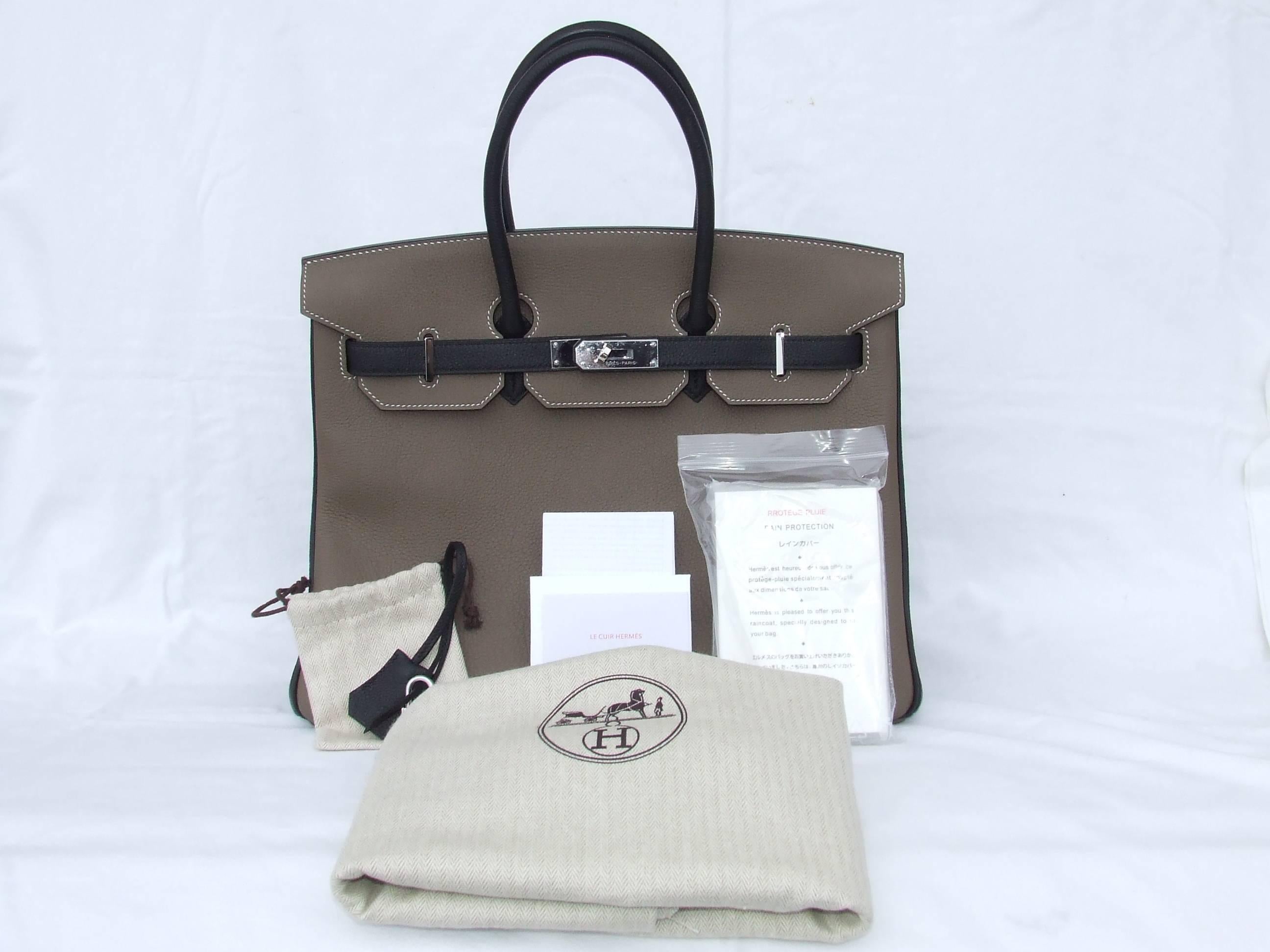 Hermès Horseshoe Etoupe Black Togo Leather PHW 35 cm, Birkin Handbag  5
