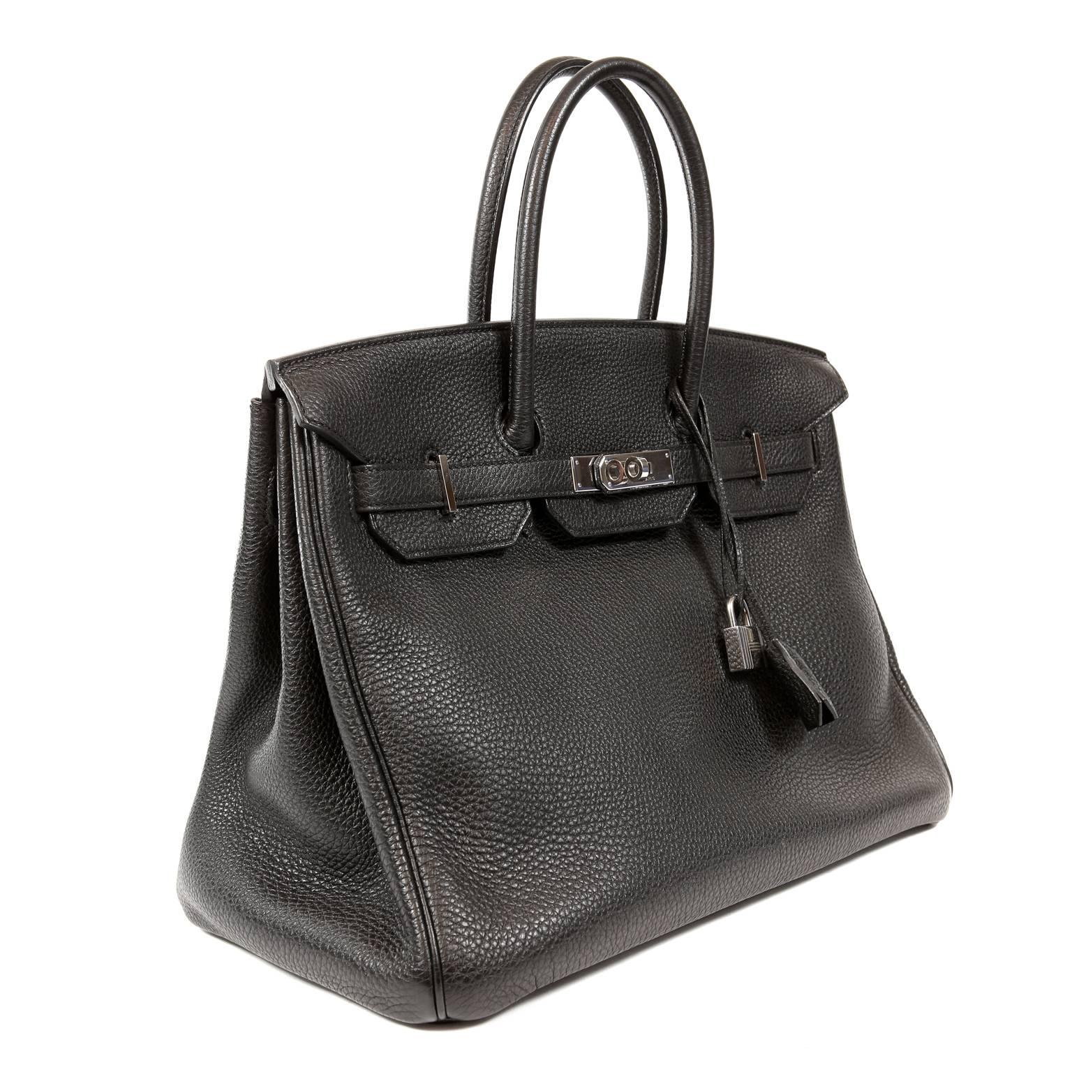 Hermès Black Togo Leather 35 cm Birkin Bag with Palladium HW In Excellent Condition In Palm Beach, FL