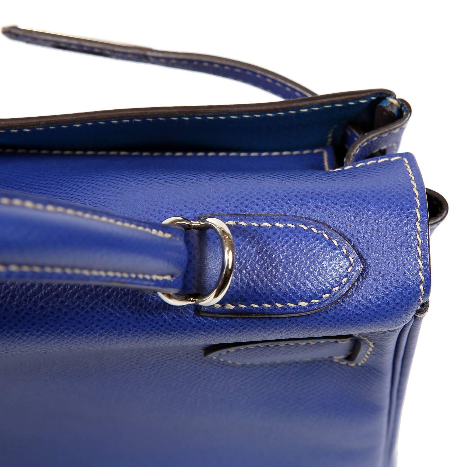 Hermès Bleu Electrique and Mykonos 32 cm Epsom Bi Color Kelly Bag 2