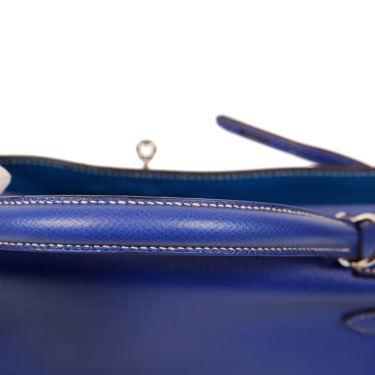 Hermès Bleu Electrique and Mykonos 32 cm Epsom Bi Color Kelly Bag 3