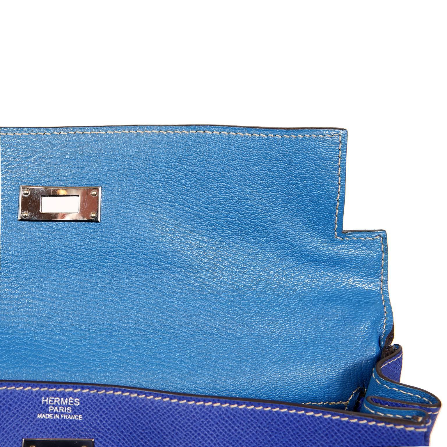 Hermès Bleu Electrique and Mykonos 32 cm Epsom Bi Color Kelly Bag 5