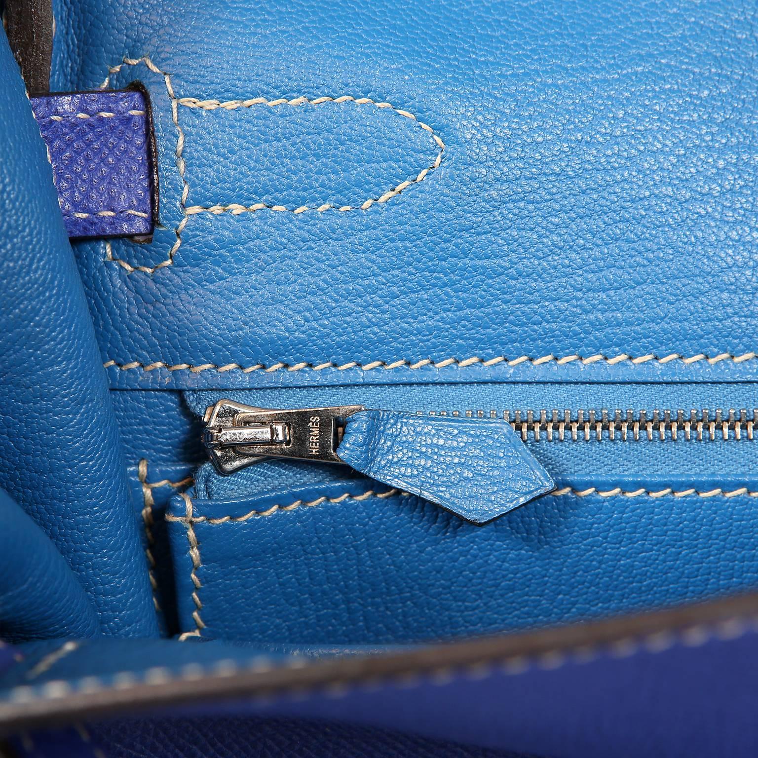 Hermès Bleu Electrique and Mykonos 32 cm Epsom Bi Color Kelly Bag 6