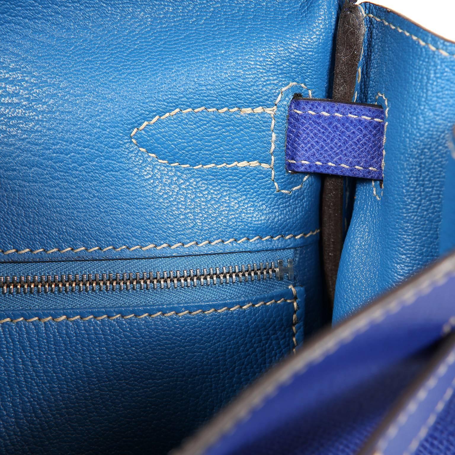 Hermès Bleu Electrique and Mykonos 32 cm Epsom Bi Color Kelly Bag 7