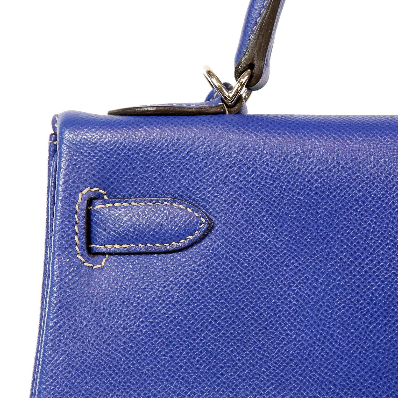 Hermès Bleu Electrique and Mykonos 32 cm Epsom Bi Color Kelly Bag 8