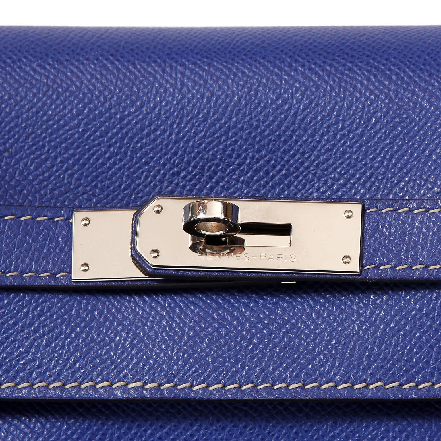 Purple Hermès Bleu Electrique and Mykonos 32 cm Epsom Bi Color Kelly Bag