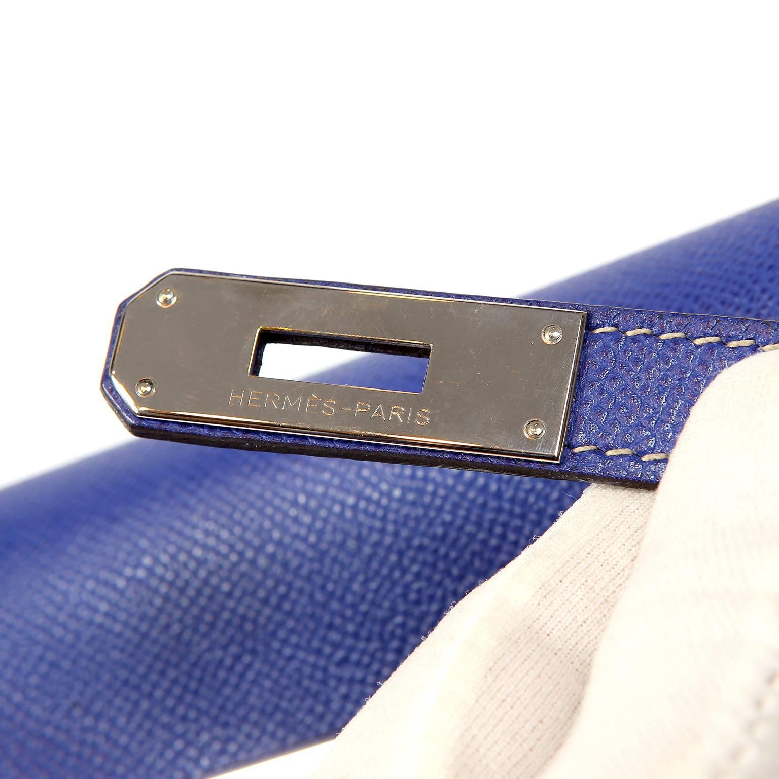 Hermès Bleu Electrique and Mykonos 32 cm Epsom Bi Color Kelly Bag In Excellent Condition In Palm Beach, FL