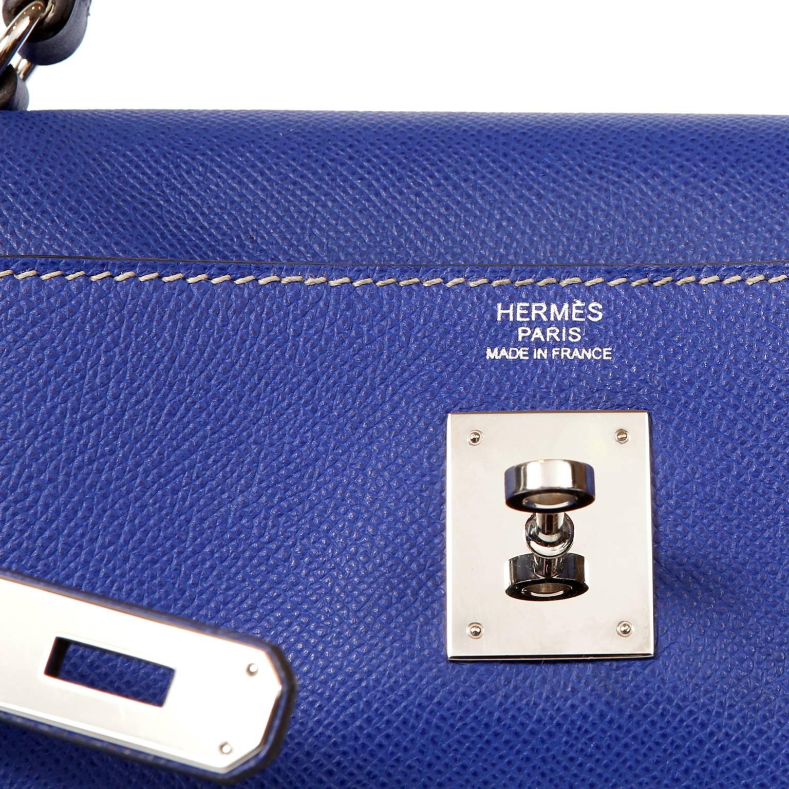 Women's Hermès Bleu Electrique and Mykonos 32 cm Epsom Bi Color Kelly Bag