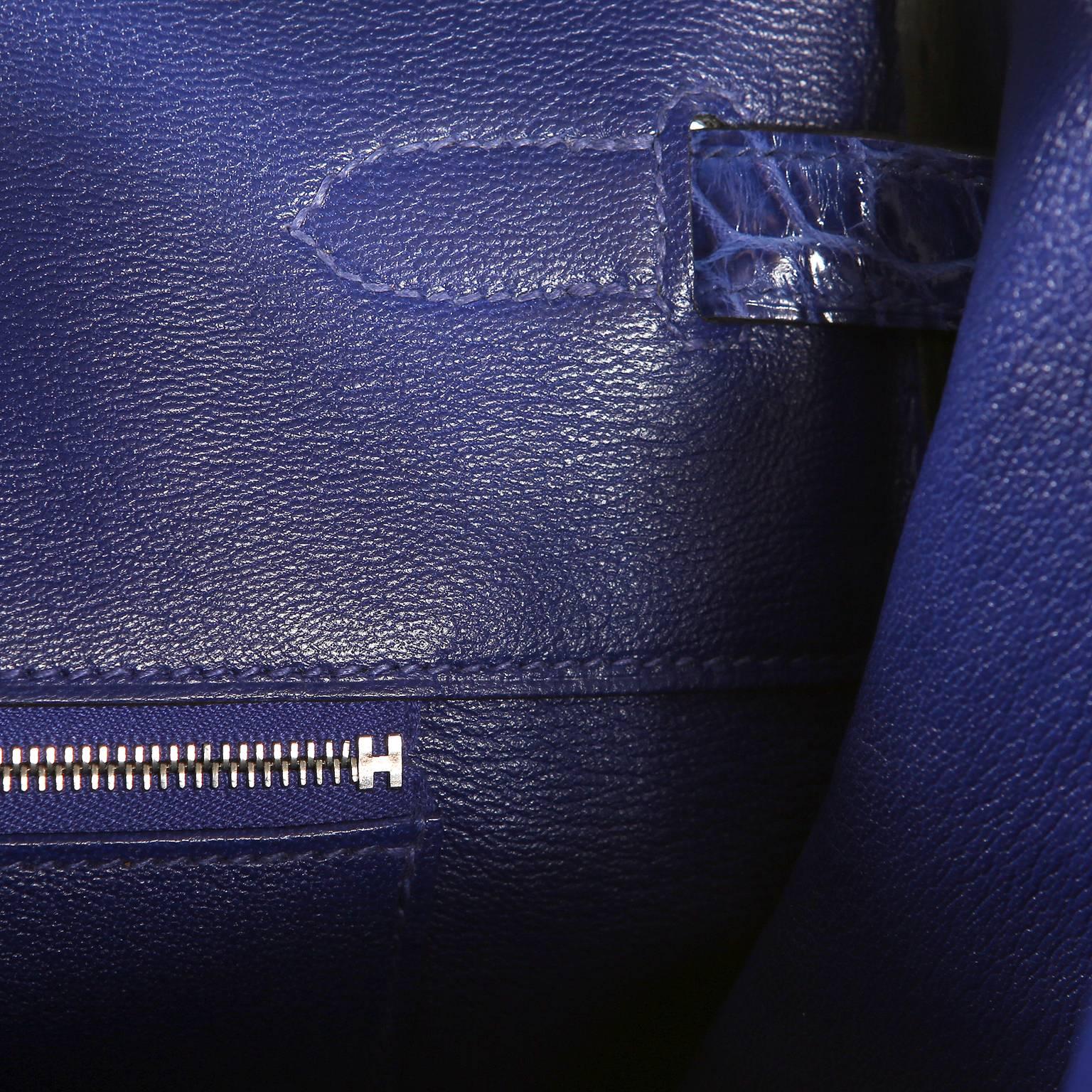 Hermès Blue Electrique Porosus Crocodile 40 cm Birkin Bag- Palladium HW 10