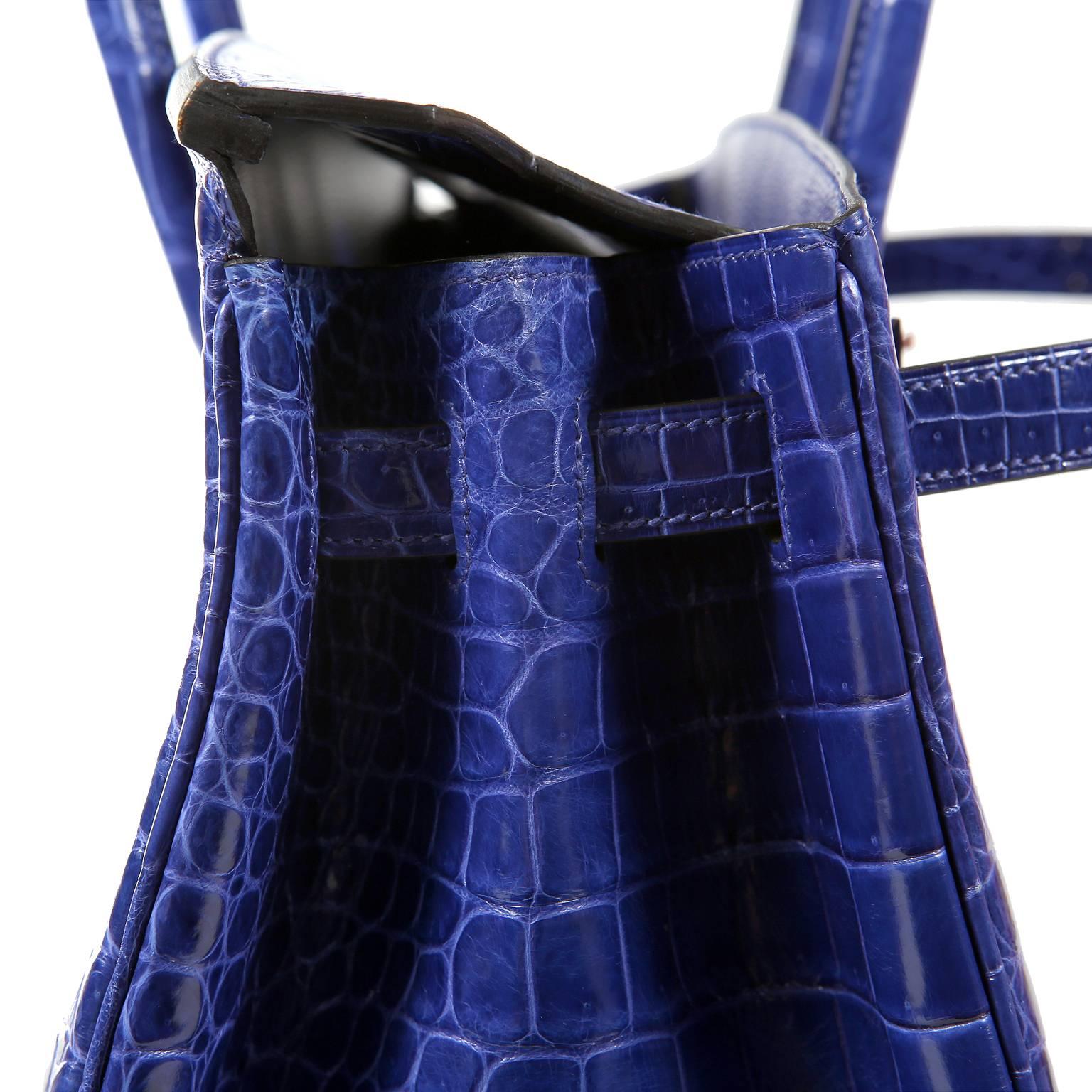 Hermès Blue Electrique Porosus Crocodile 40 cm Birkin Bag- Palladium HW 1