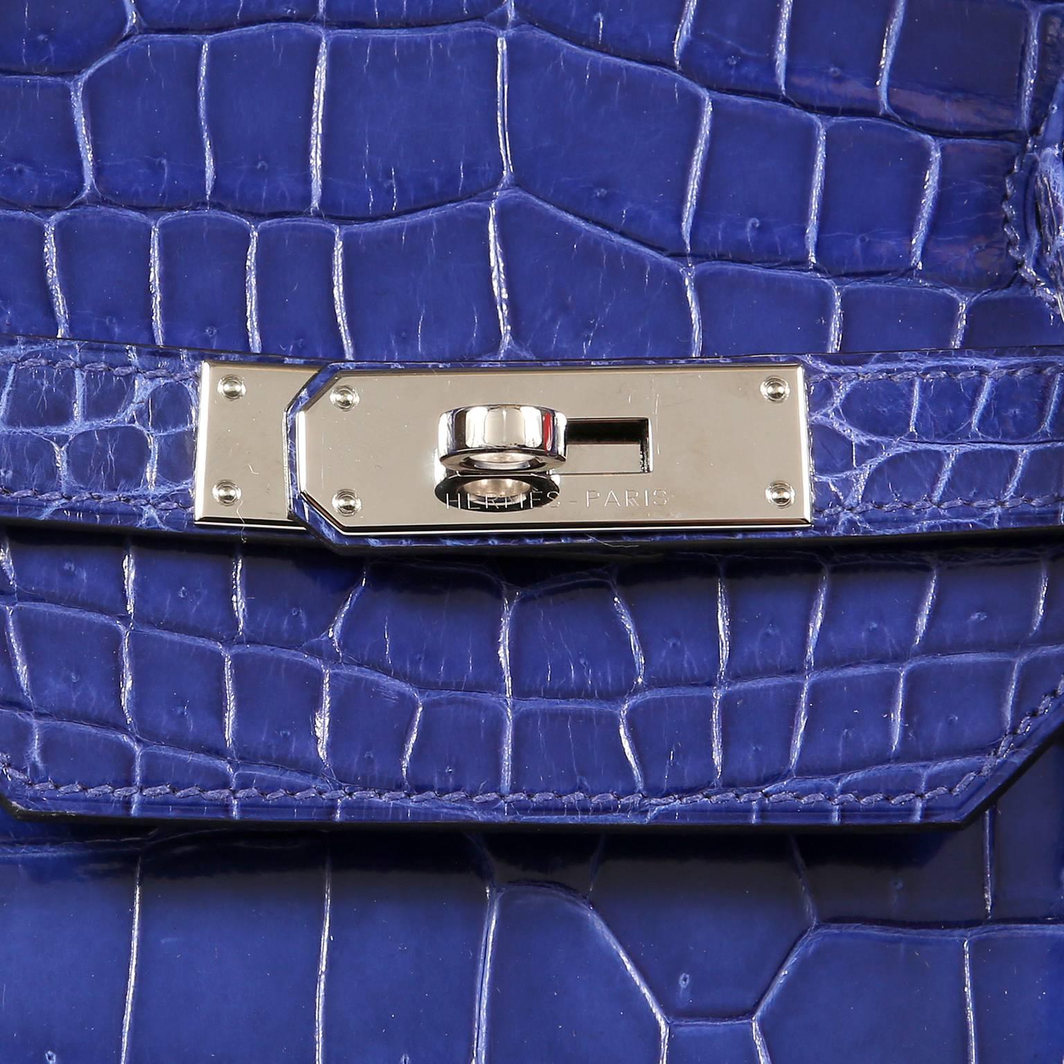 Hermès Blue Electrique Porosus Crocodile 40 cm Birkin Bag- Palladium HW 3