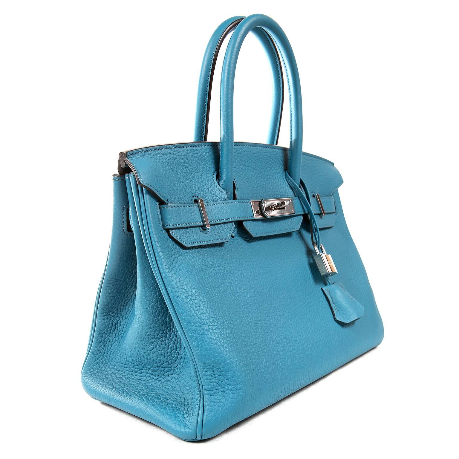 Hermès Blue Izmir Togo 30 cm Birkin Bag with Palladium HW In Excellent Condition In Palm Beach, FL