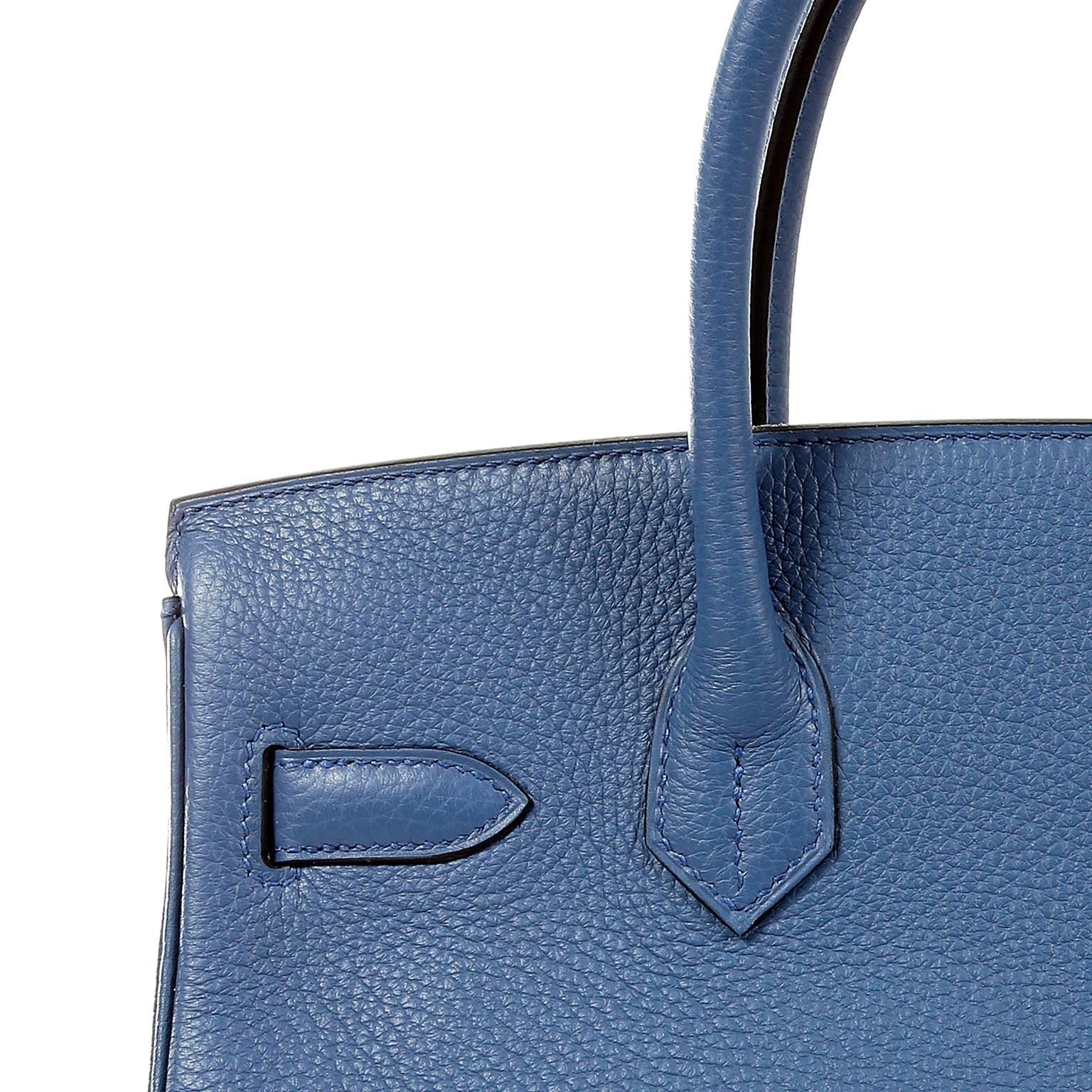 Hermès Blue Azur Togo 30 cm Birkin Bag with Palladium 6