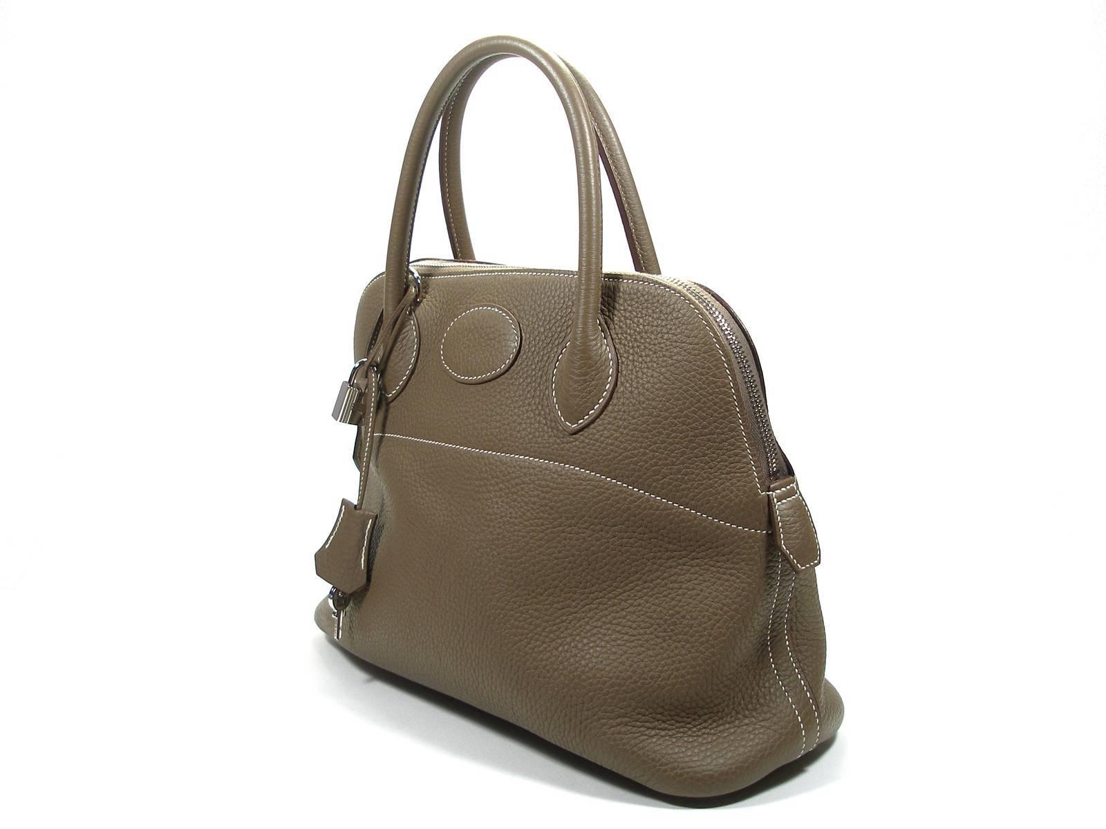 Brown Hermès Bolide Bag 31 Clémence Leather Etoupe 2011  / Excellente Condition 