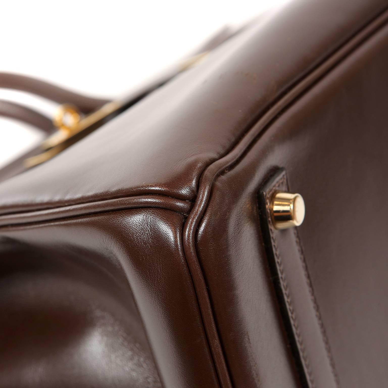 Black Hermès Chocolate Box Calf 35 cm Birkin Bag