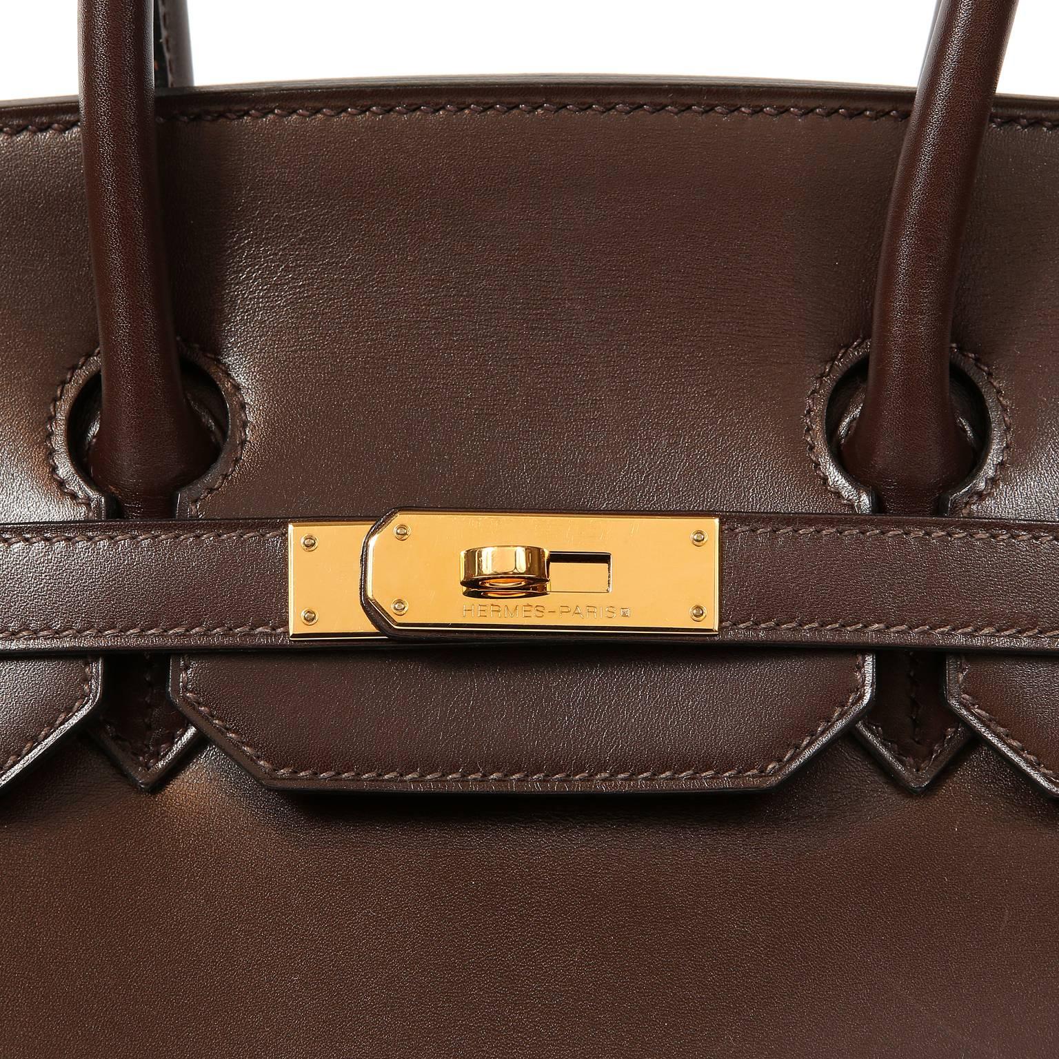 Hermès Chocolate Box Calf 35 cm Birkin Bag In Excellent Condition In Palm Beach, FL