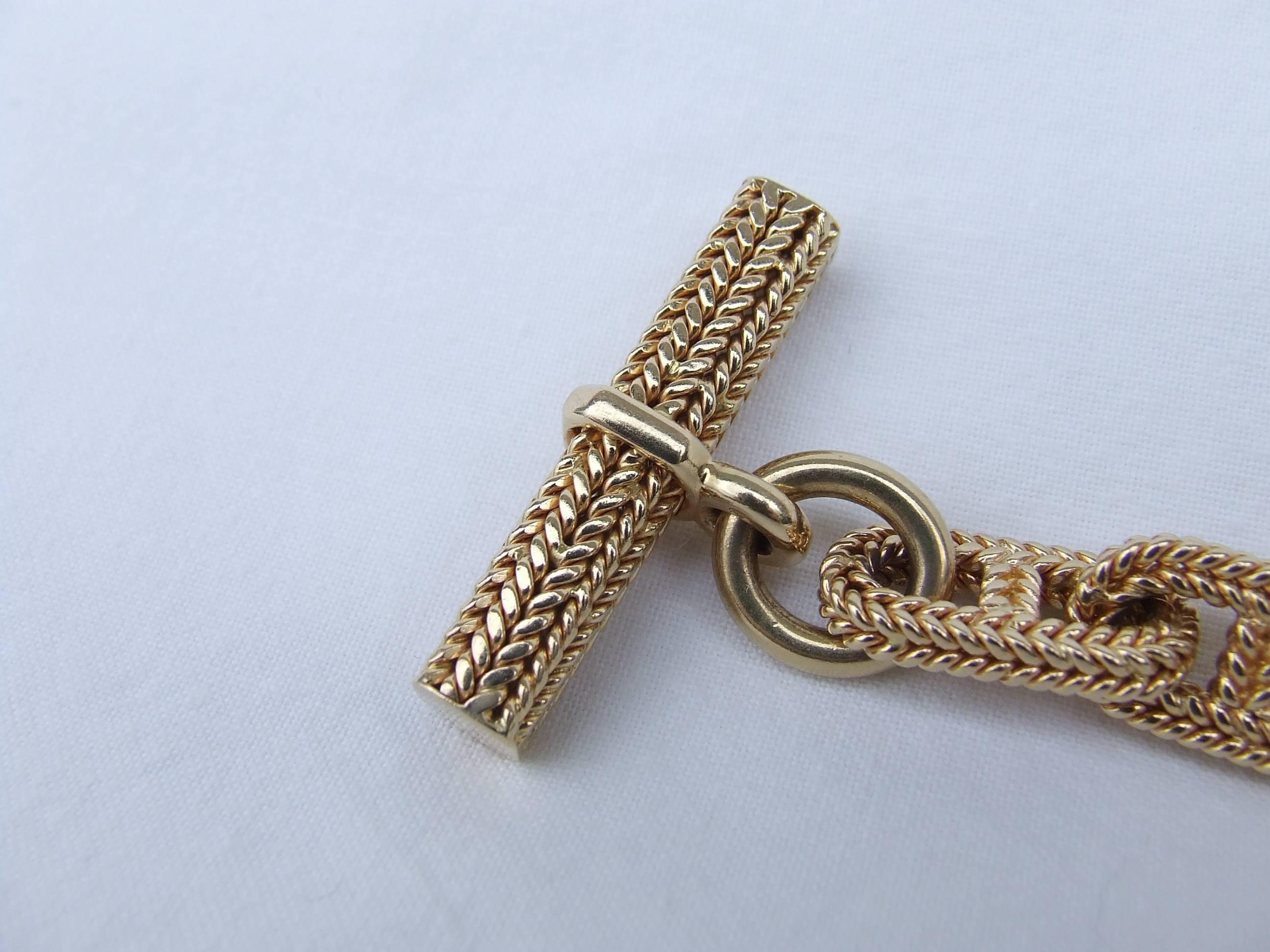 Hermès By Georges Lenfant Chaine D'ancre Gold Bracelet 23 cm Exceptional length 12