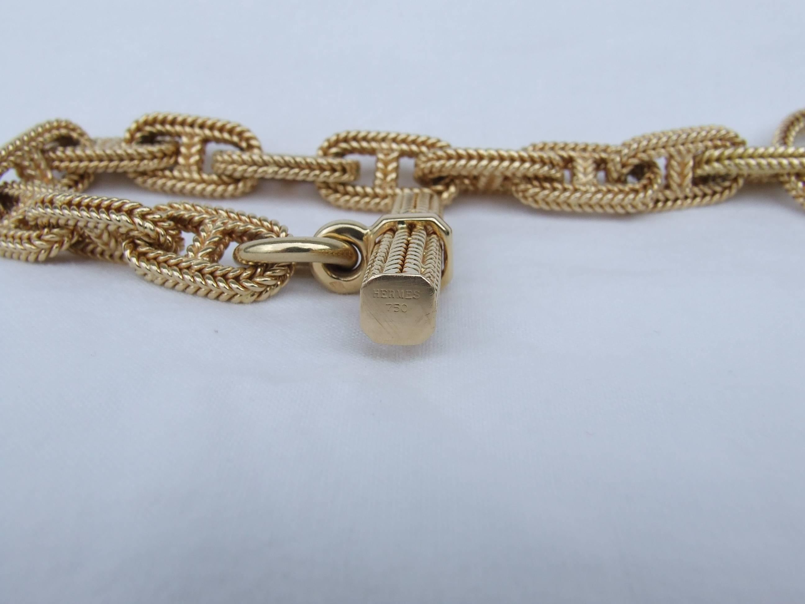 Hermès By Georges Lenfant Chaine D'ancre Gold Bracelet 23 cm Exceptional length 14