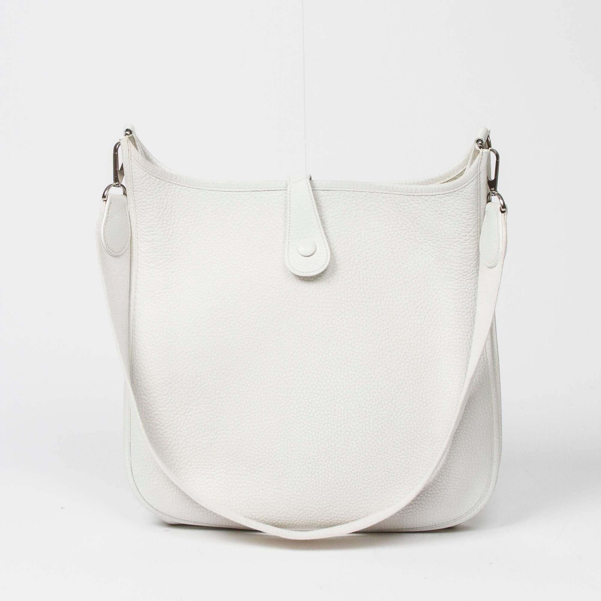 Women's Hermès Evelyne I in white calf Taurillon leather