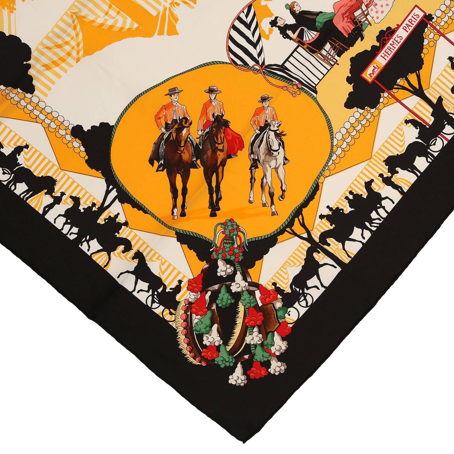 Hermès Feria de Sevilla 90 cm Silk Scarf In Excellent Condition In Palm Beach, FL