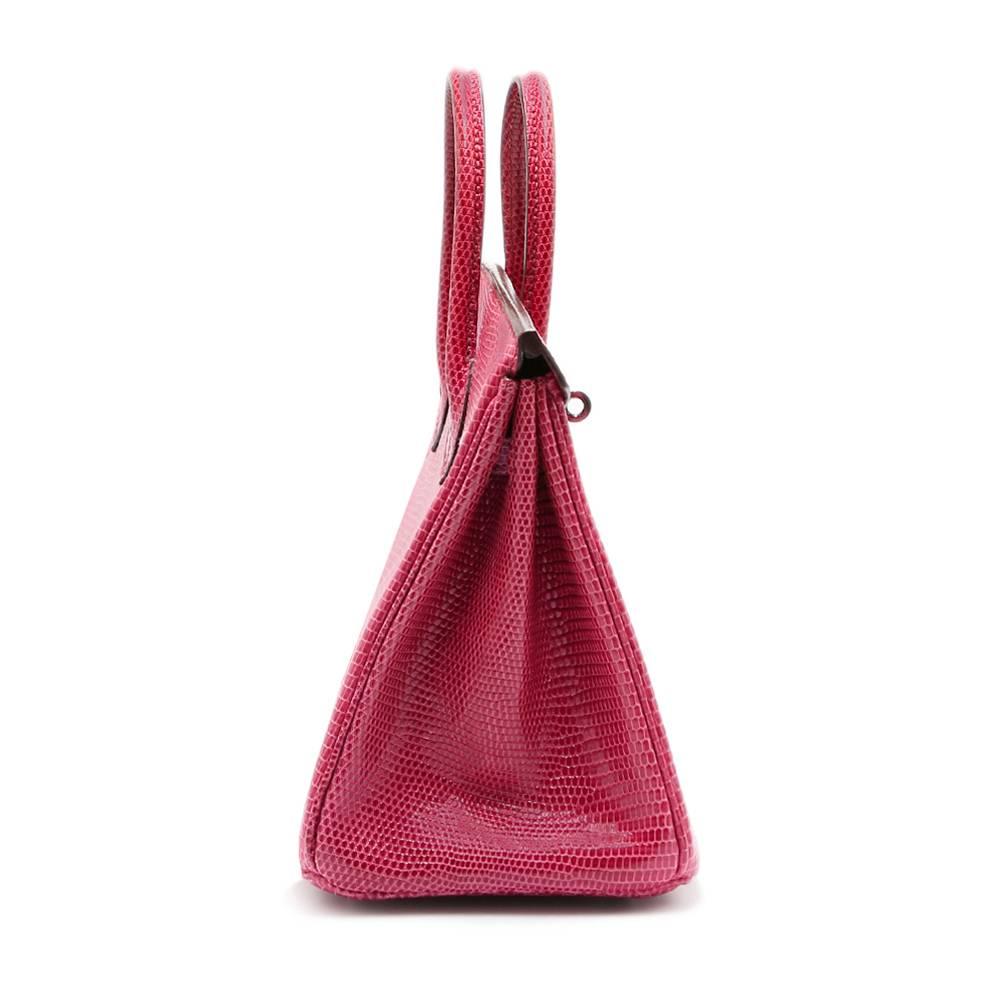 Hermès Fuchsia Lizard Birkin 25 Bag In Excellent Condition In London, GB