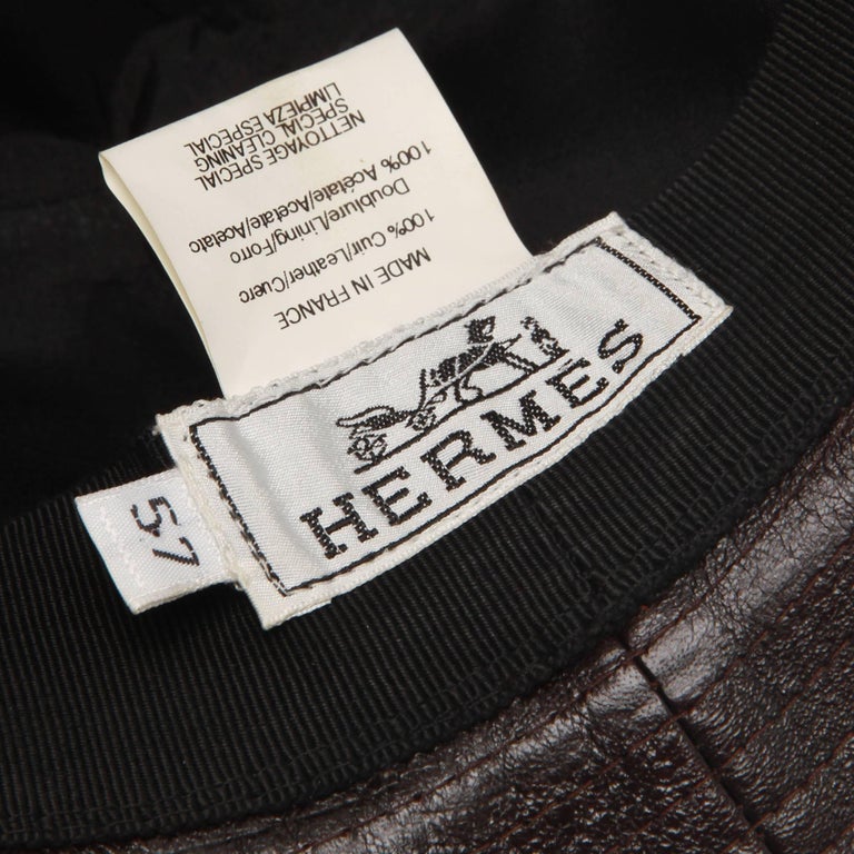 Hermès Funk NOIR Black Leather Hat at 1stDibs