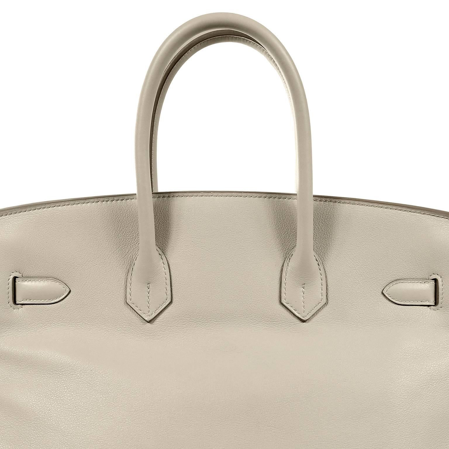 Hermès Gris Perle Swift Leather 35 cm Birkin Bag- Palladium HW 6