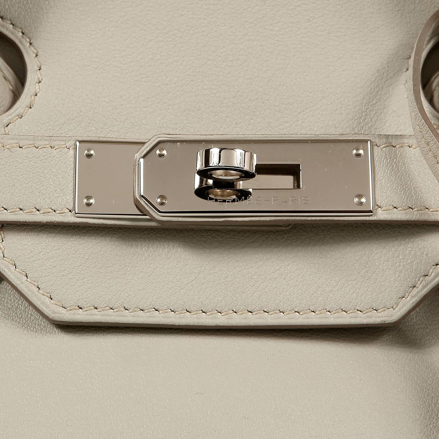 Hermès Gris Perle Swift Leather 35 cm Birkin Bag- Palladium HW In New Condition In Palm Beach, FL