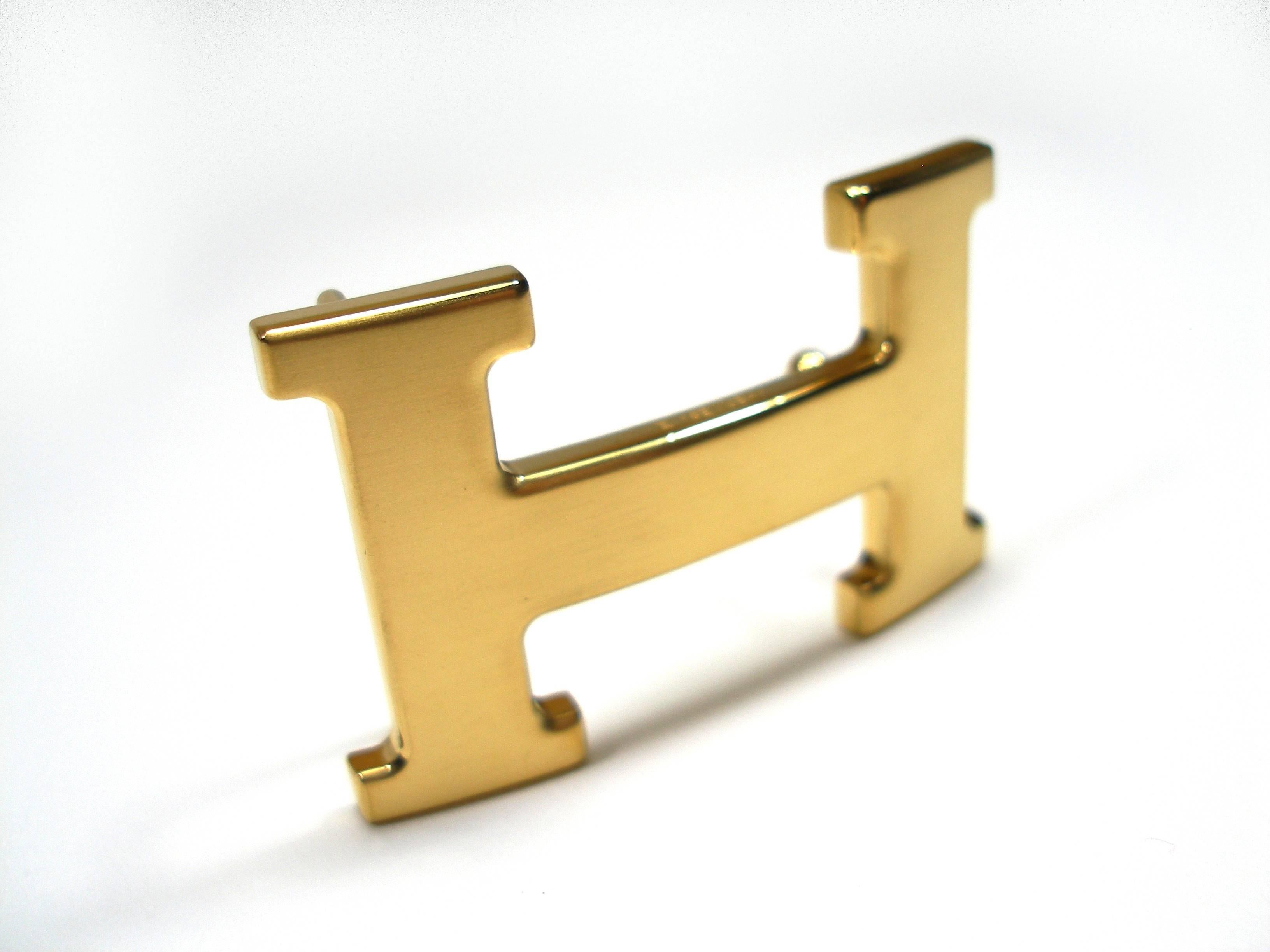 Hermès H Constance Gold Plated Brushed 3.2 cm Belt Buckle In Excellent Condition In VERGT, FR