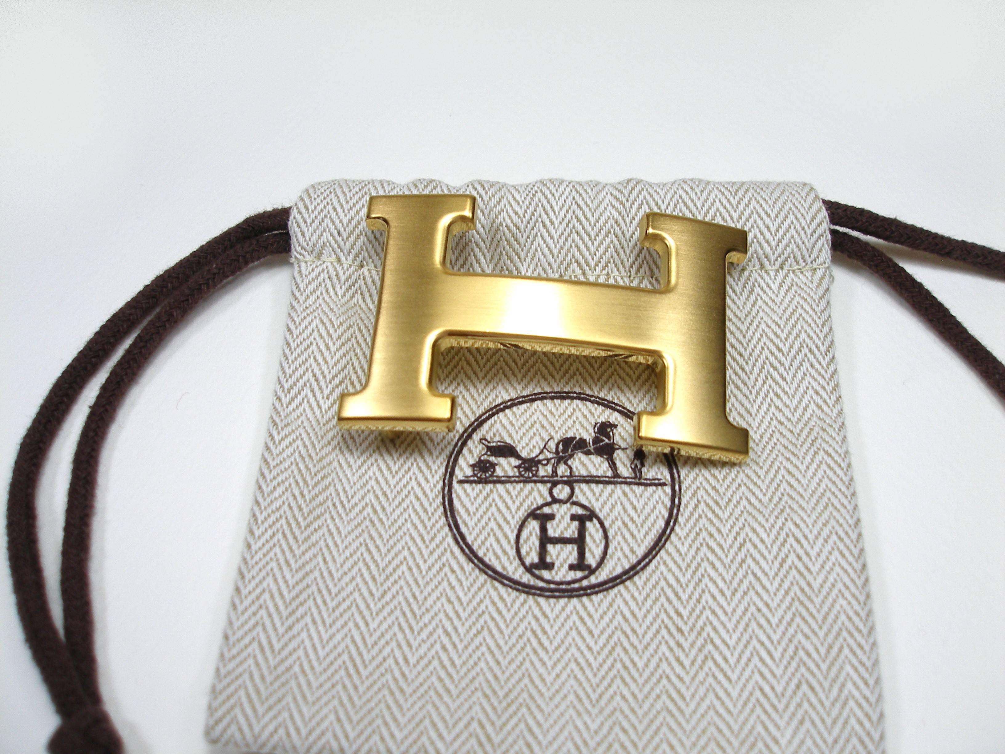Hermès H Constance Gold Plated Brushed 3.2 cm Belt Buckle 1