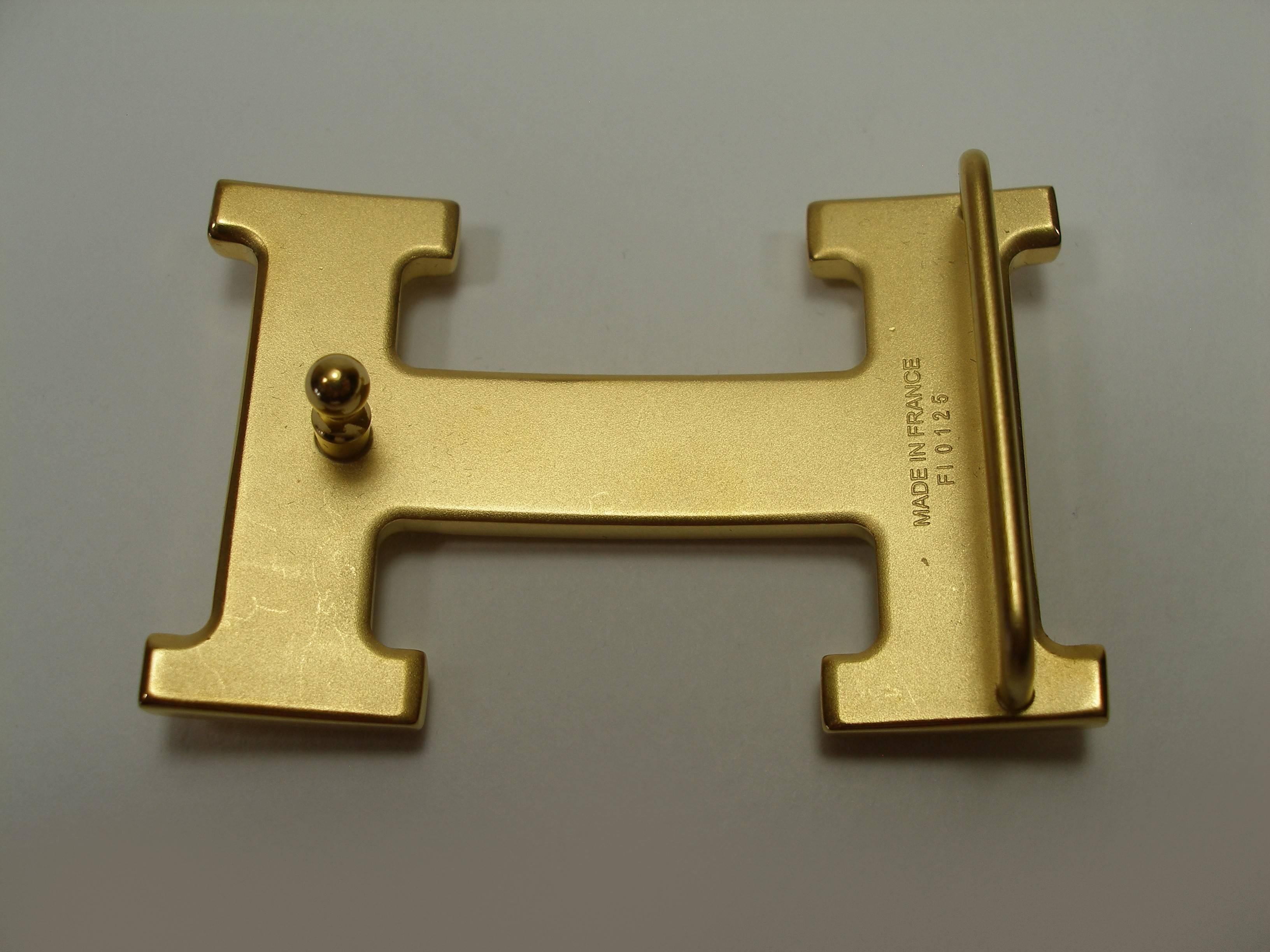 Hermès H Constance Gold Plated Brushed 3.2 cm Belt Buckle 3